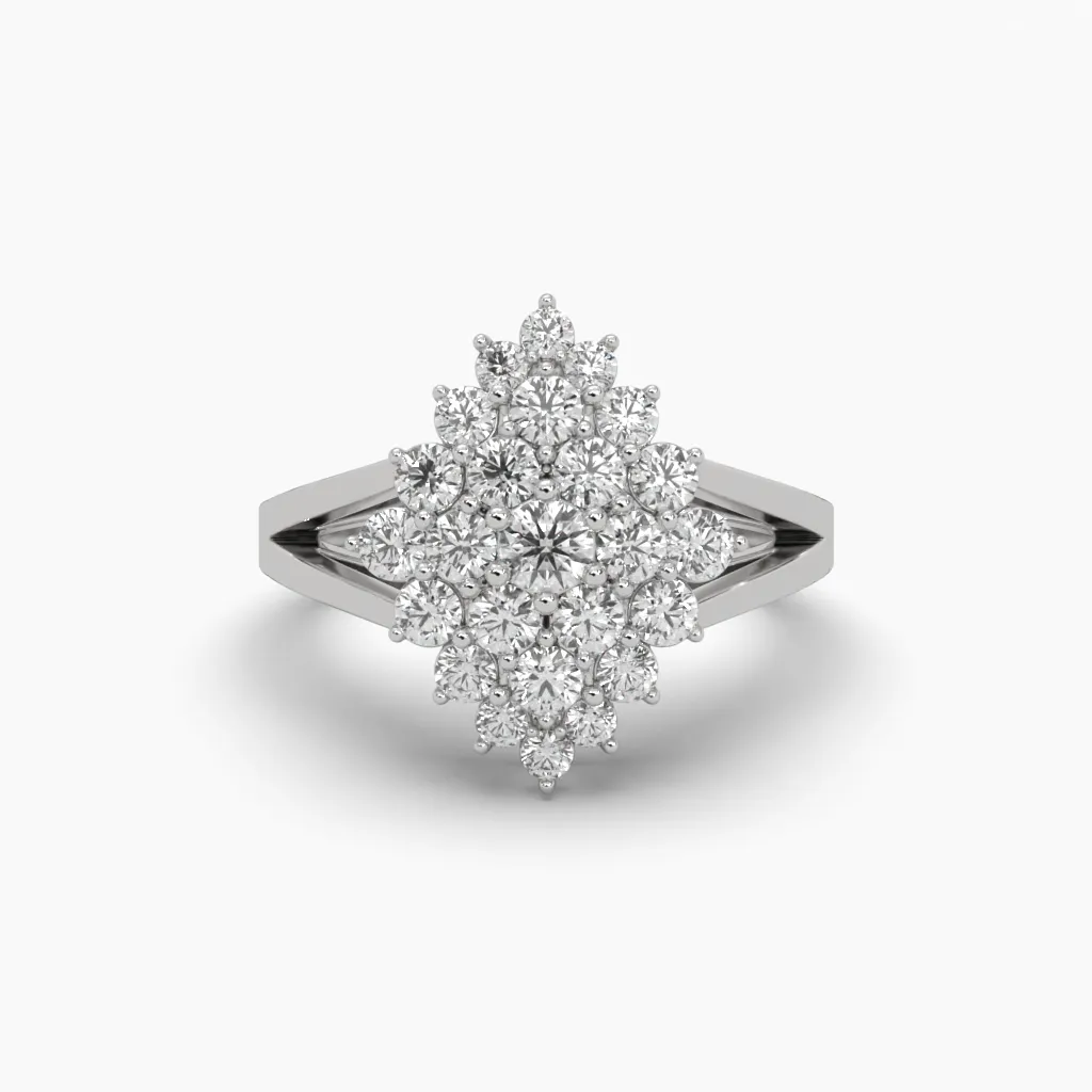anillo oro blanco 14K con monzonitas