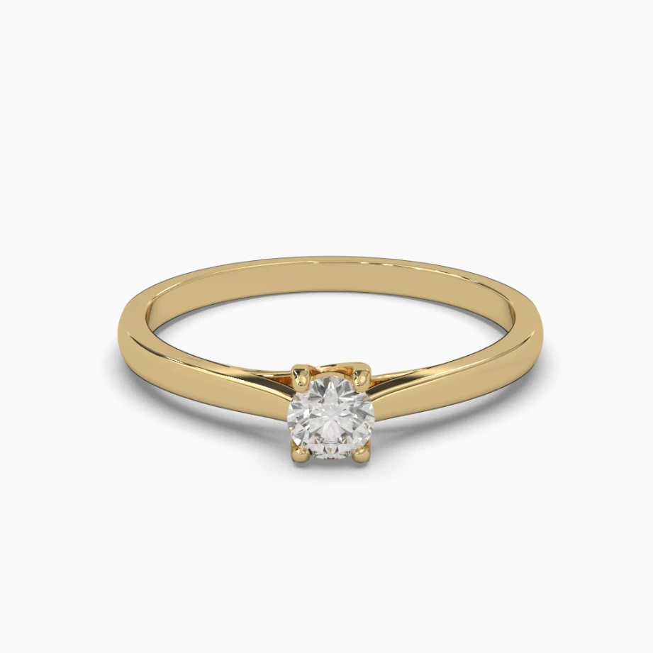 Anillo oro amarillo 14k con monzonita de 3.5MM