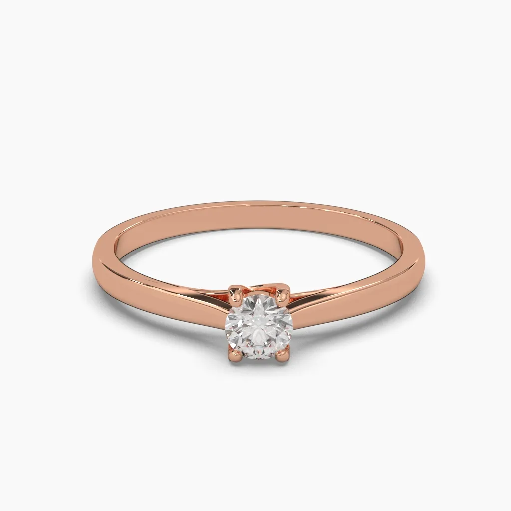 anillo oro rosa 14K con monzonita de 3.5MM