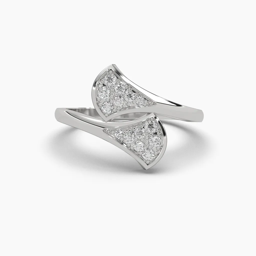 Anillo oro blanco 14k con monzonitas