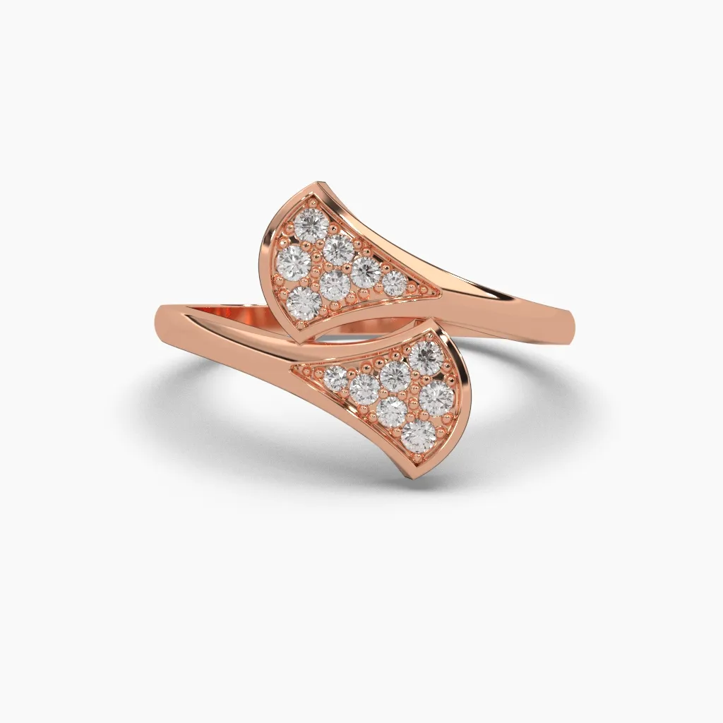 Anillo oro rosa 14k con brillantes.