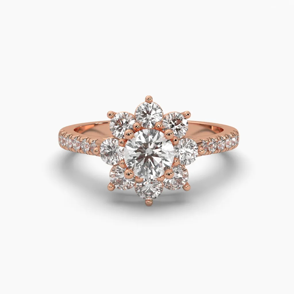 Anillo oro rosa 14K con monzonitas.