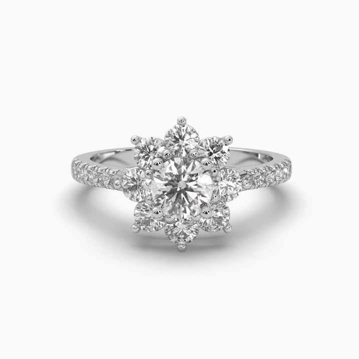 Anillo oro blanco 14k con monzonitas