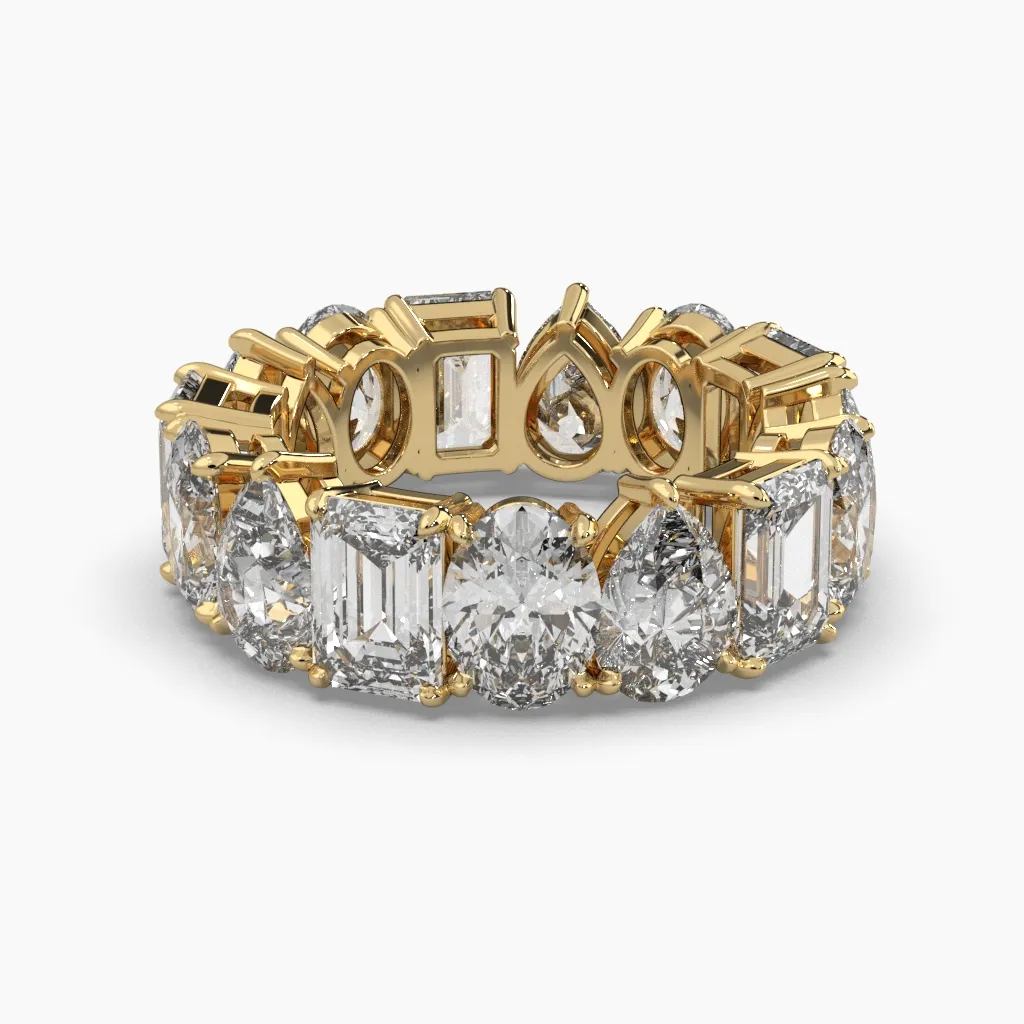 Churumbela oro amarillo 14k con circonias corte gota, esmeralda y oval.