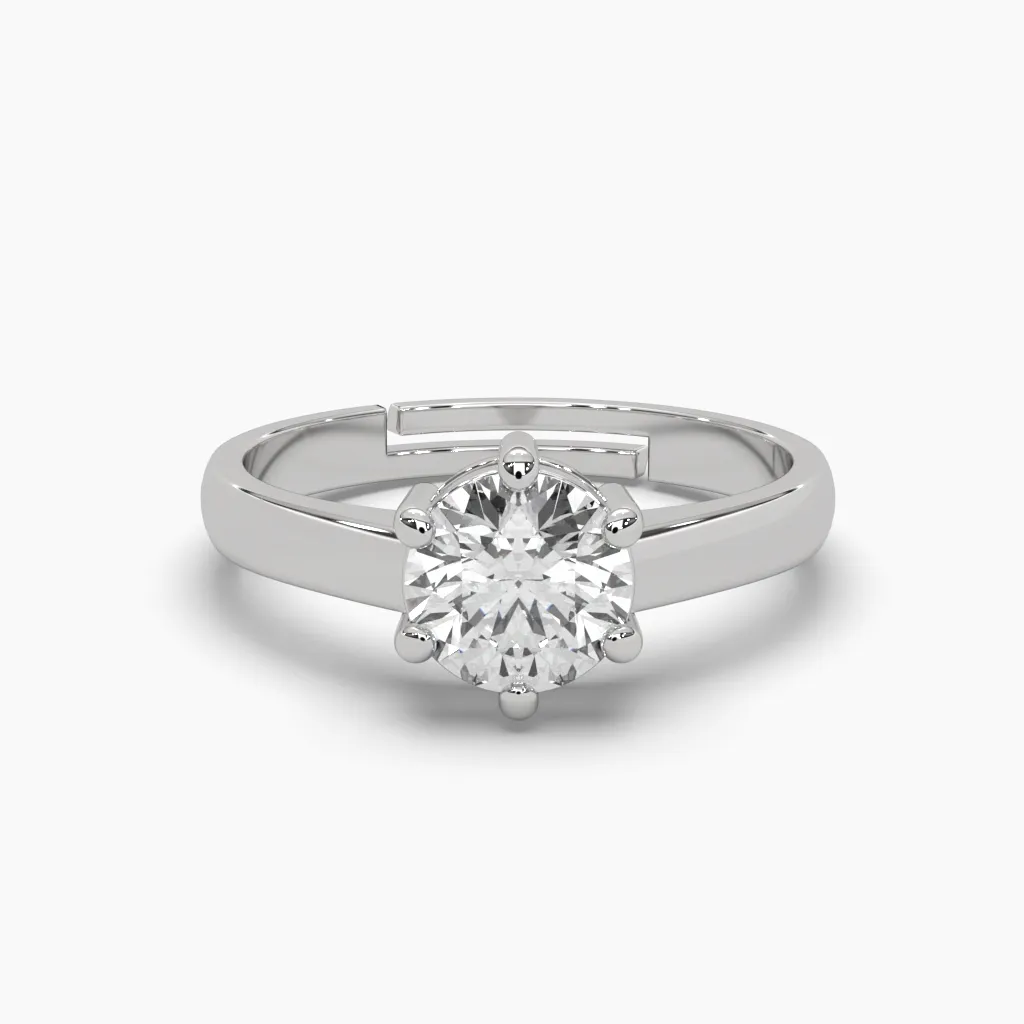 Anillo oro blanco 14K con monzonita.