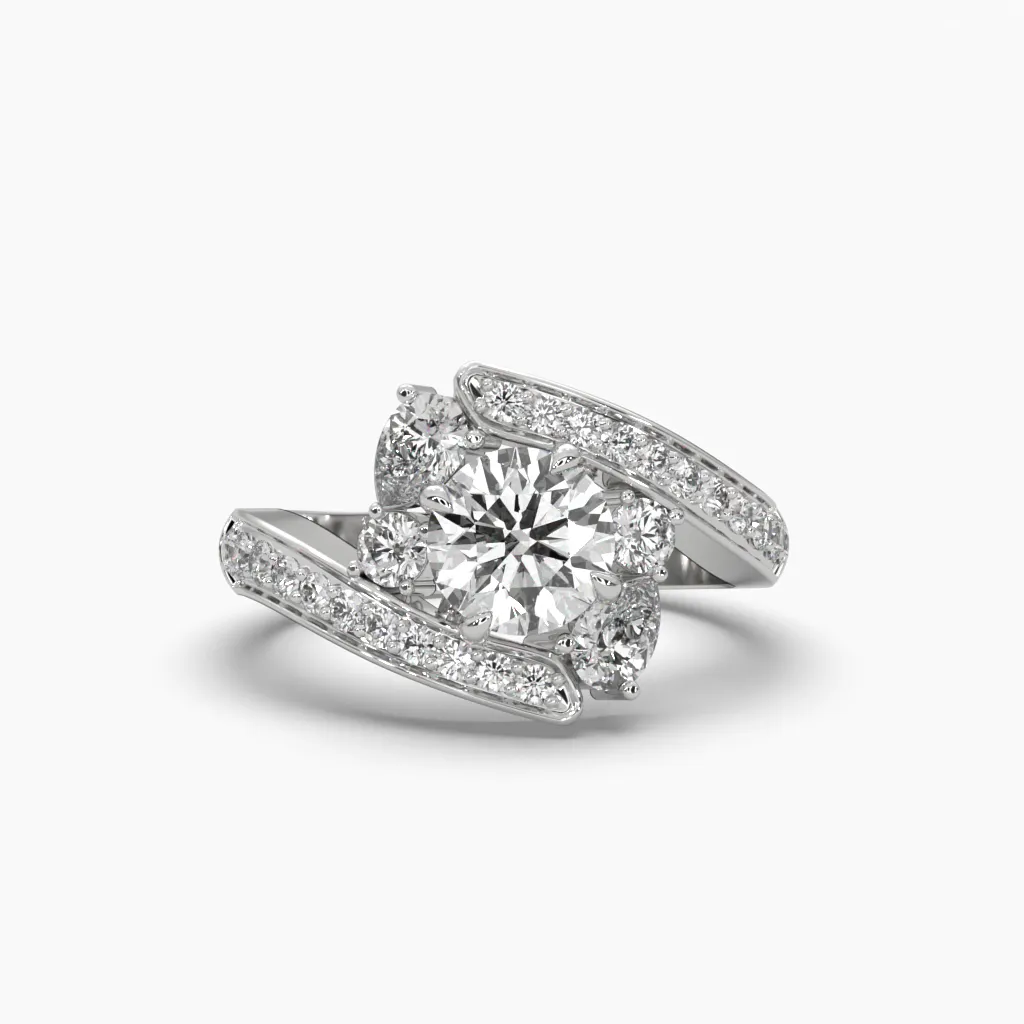 anillo oro blanco 14k con monzonitas