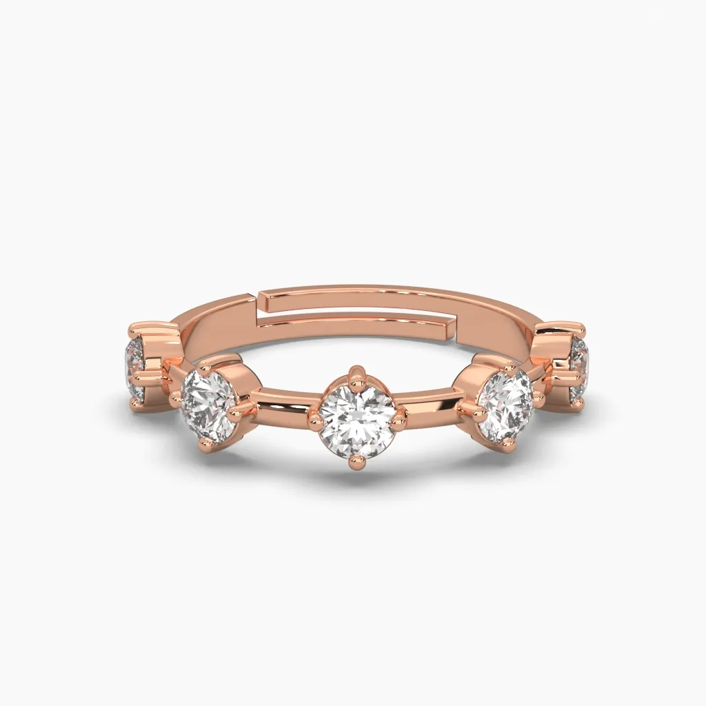 Anillo oro rosa 14k con monzonitas.
