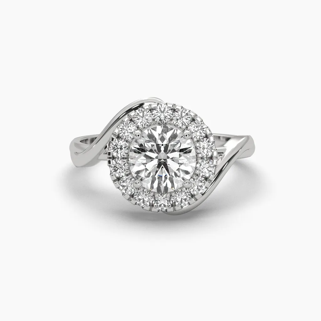 Anillo oro blanco 14k con monzonitas