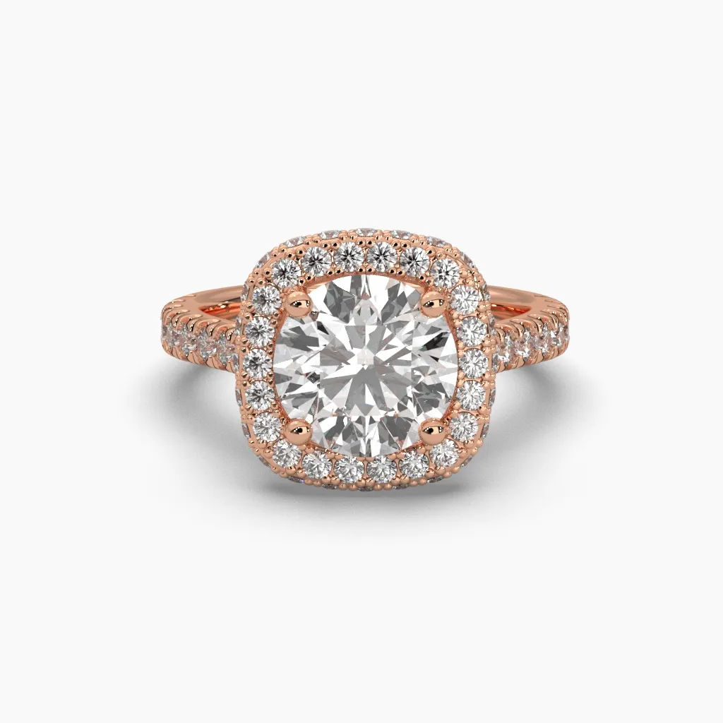 Anillo oro rosa 14k con monzonitas.