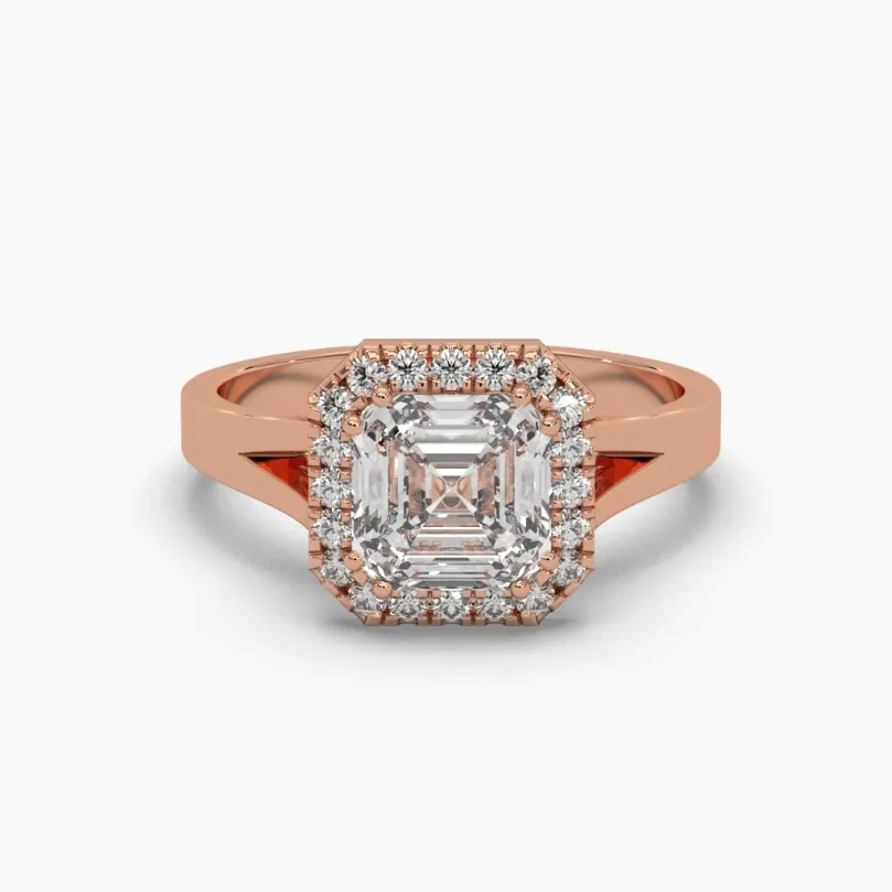 Anillo oro rosa 14k con circonias