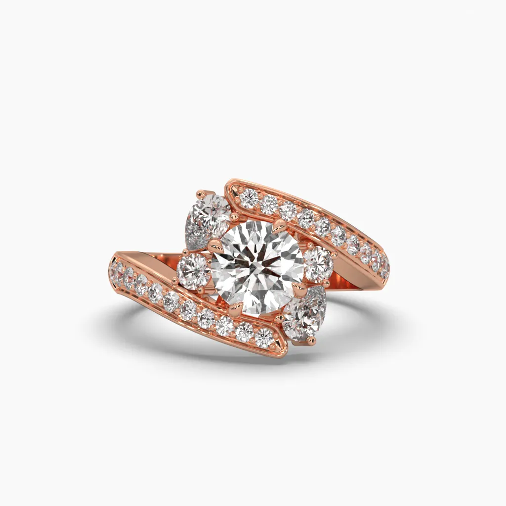 Anillo oro rosa 14k con circonias