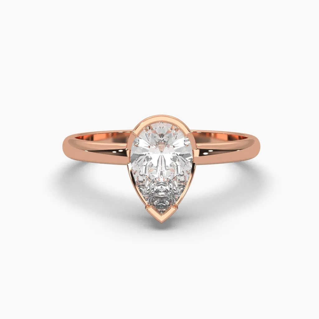 Anillo oro rosa 14k con circonia corte gota.