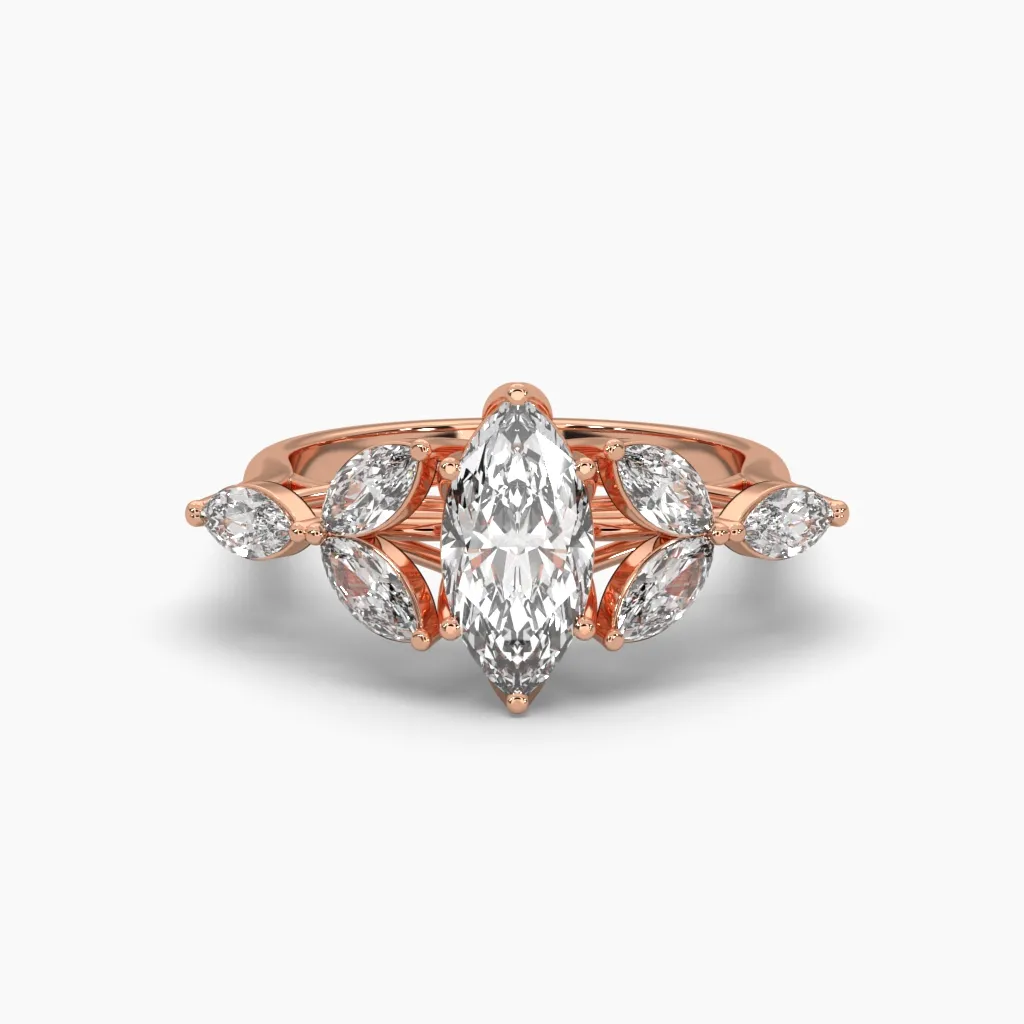 anillo oro rosa 14k con monzonitas marquiz.